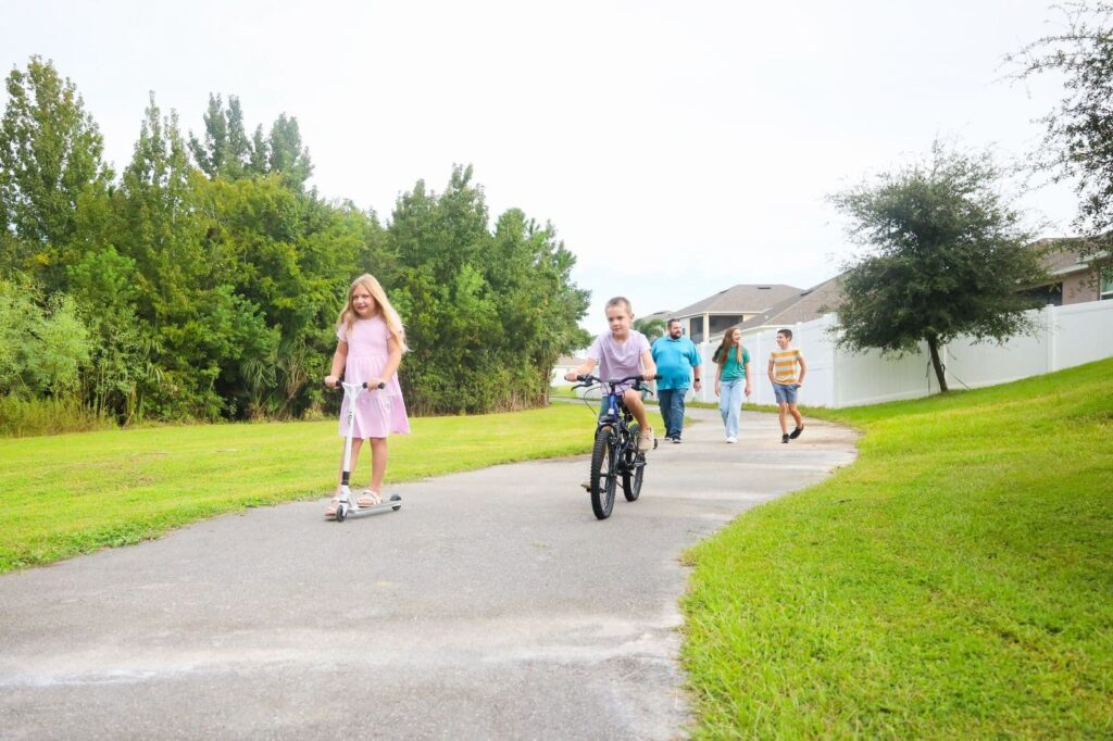 children playing in road