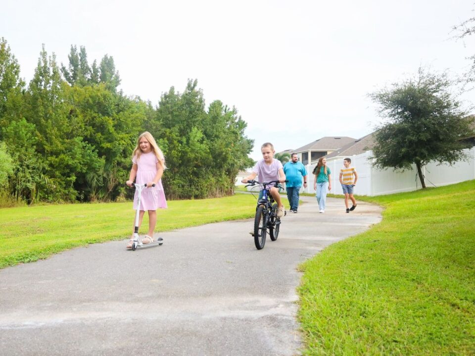 children playing in road